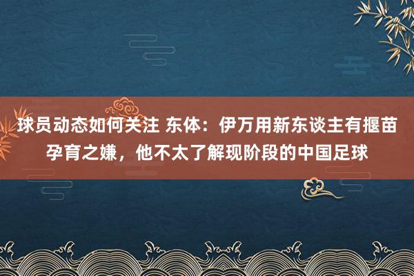 球员动态如何关注 东体：伊万用新东谈主有揠苗孕育之嫌，他不太了解现阶段的中国足球