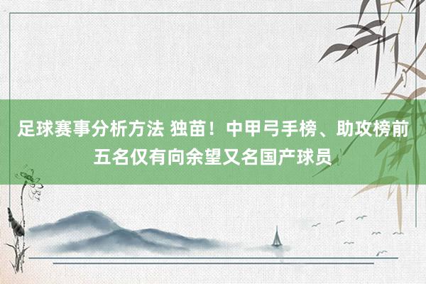 足球赛事分析方法 独苗！中甲弓手榜、助攻榜前五名仅有向余望又名国产球员