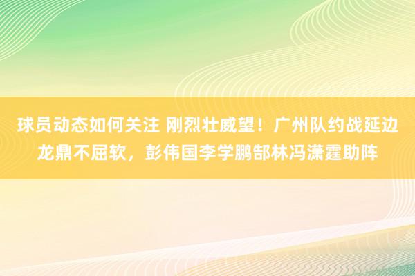 球员动态如何关注 刚烈壮威望！广州队约战延边龙鼎不屈软，彭伟国李学鹏郜林冯潇霆助阵