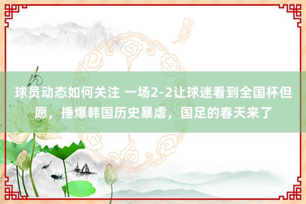 球员动态如何关注 一场2-2让球迷看到全国杯但愿，捶爆韩国历史暴虐，国足的春天来了