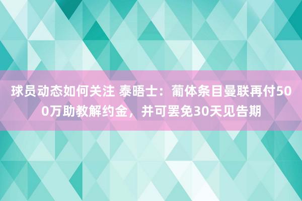 球员动态如何关注 泰晤士：葡体条目曼联再付500万助教解约金，并可罢免30天见告期