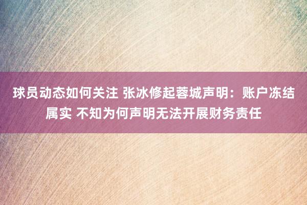 球员动态如何关注 张冰修起蓉城声明：账户冻结属实 不知为何声明无法开展财务责任