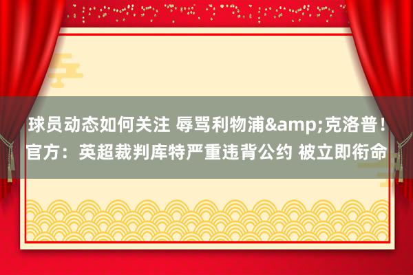 球员动态如何关注 辱骂利物浦&克洛普！官方：英超裁判库特严重违背公约 被立即衔命