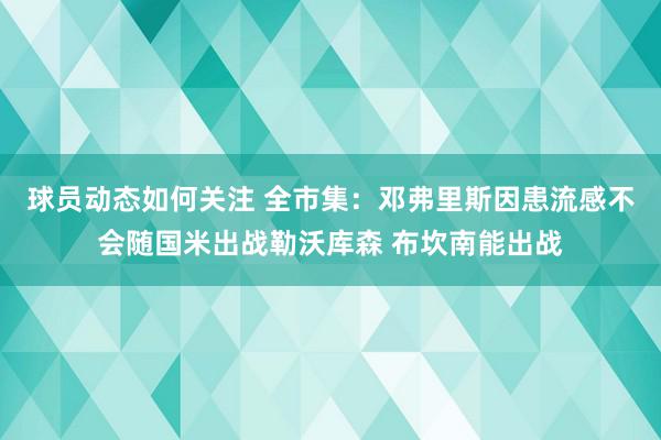 球员动态如何关注 全市集：邓弗里斯因患流感不会随国米出战勒沃库森 布坎南能出战