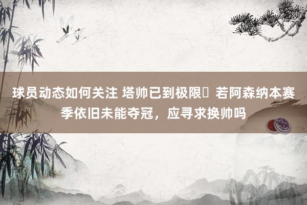 球员动态如何关注 塔帅已到极限❓若阿森纳本赛季依旧未能夺冠，应寻求换帅吗