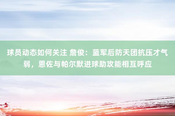 球员动态如何关注 詹俊：蓝军后防天团抗压才气弱，恩佐与帕尔默进球助攻能相互呼应